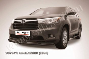 9 499 р. защита переднего бампера Slitkoff Toyota Highlander XU50 дорестайлинг (2013-2017) (Цвет: серебристый)  с доставкой в г. Санкт‑Петербург. Увеличить фотографию 1