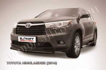 7 899 р. защита переднего бампера Slitkoff  Toyota Highlander  XU50 (2013-2017) (Цвет: серебристый)  с доставкой в г. Санкт‑Петербург. Увеличить фотографию 1