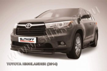 8 799 р. Защита переднего бампер Slitkoff  Toyota Highlander  XU50 (2013-2017) (Цвет: серебристый)  с доставкой в г. Санкт‑Петербург. Увеличить фотографию 1