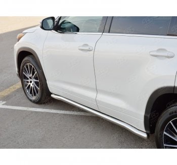 Защита порогов Russtal из круглой трубы диаметром 63 мм Russtal v3 Toyota Highlander XU50 дорестайлинг (2013-2017)