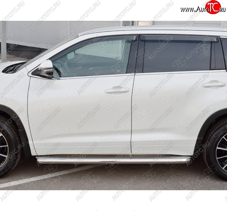 32 649 р. Порожки для ног (Ø63 мм) Russtal  Toyota Highlander  XU50 (2016-2020) рестайлинг (лист - нержавейка, профиль - нержавейка)  с доставкой в г. Санкт‑Петербург