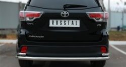 22 999 р. Защита заднего бампера (Ø63 и 42 мм, с углами, нержавейка) SLITKOFF  Toyota Highlander  XU50 (2013-2017) дорестайлинг  с доставкой в г. Санкт‑Петербург. Увеличить фотографию 2