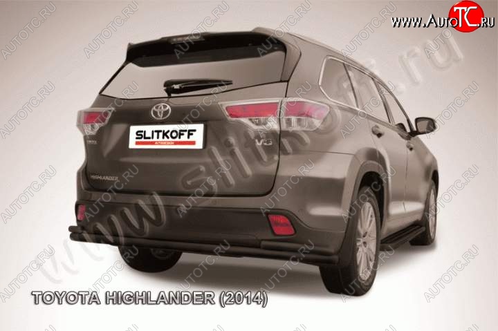 10 399 р. Защита задняя Slitkoff  Toyota Highlander  XU50 (2013-2017) дорестайлинг (Цвет: серебристый)  с доставкой в г. Санкт‑Петербург