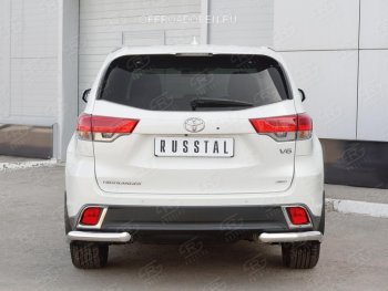 17 999 р. Защита заднего бампера (Ø63 мм уголки, нержавейка) SLITKOFF Toyota Highlander XU50 дорестайлинг (2013-2017)  с доставкой в г. Санкт‑Петербург. Увеличить фотографию 3