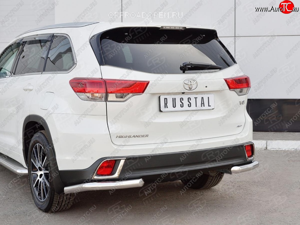 17 999 р. Защита заднего бампера (Ø63 мм уголки, нержавейка) SLITKOFF Toyota Highlander XU50 дорестайлинг (2013-2017)  с доставкой в г. Санкт‑Петербург