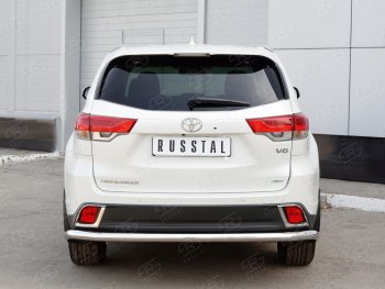 13 549 р. Защита заднего бампера (Ø63 мм, нержавейка) Russtal Toyota Highlander XU50 рестайлинг (2016-2020)  с доставкой в г. Санкт‑Петербург. Увеличить фотографию 1