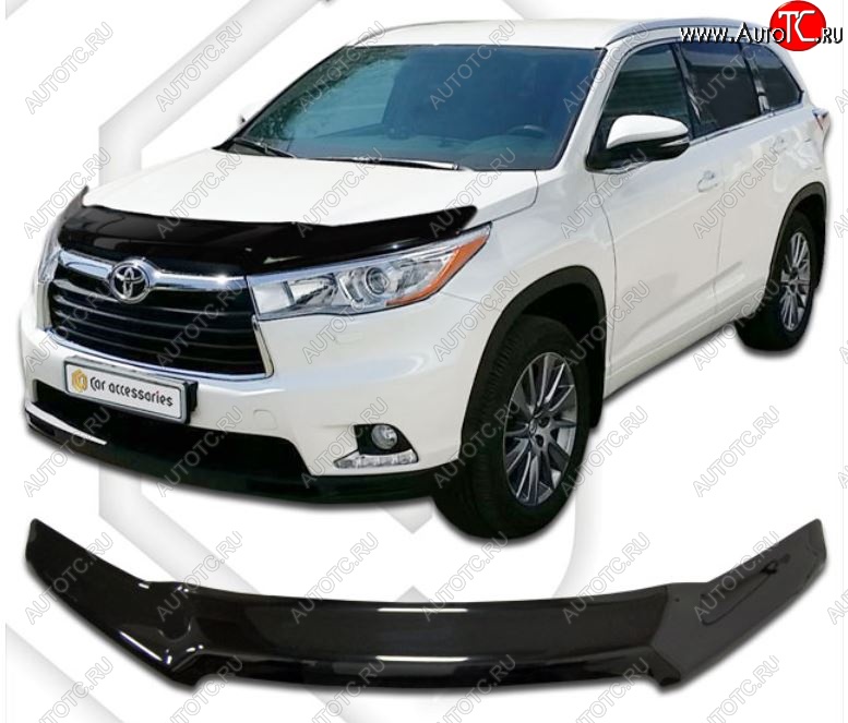 2 799 р. Дефлектор капота CA-Plastiс  Toyota Highlander  XU50 (2013-2020) (Classic черный, Без надписи)  с доставкой в г. Санкт‑Петербург