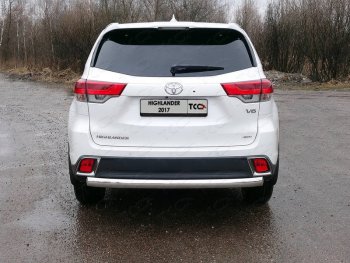 Защита заднего бампера (овальная) ТСС (нержавейка d75х42 мм) Toyota (Тойота) Highlander (Хайлэндер)  XU50 (2016-2020) XU50 рестайлинг