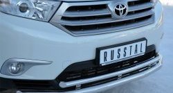 21 849 р. Защита переднего бампера (2 трубыØ63 и 42 мм, нержавейка) SLITKOFF Toyota Highlander XU40 рестайлинг (2010-2013)  с доставкой в г. Санкт‑Петербург. Увеличить фотографию 2