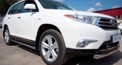 13 299 р. Защита порогов из круглой трубы диаметром 76 мм (рестайлинг) Russtal Toyota Highlander XU40 рестайлинг (2010-2013) (Защита порогов с со скосами на торцах (вариант 1))  с доставкой в г. Санкт‑Петербург. Увеличить фотографию 12