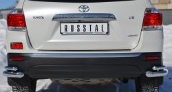 Защита заднего бампера (2 трубы Ø63 и 42 мм уголки, нержавейка) Russtal Toyota Highlander XU40 рестайлинг (2010-2013)