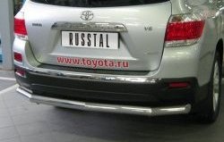 Одинарная защита заднего бампера из трубы диаметром 76 мм (рестайлинг) Russtal Toyota Highlander XU40 рестайлинг (2010-2013)