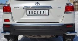 Защита заднего бампера (Ø76 мм уголки, нержавейка) Russtal Toyota Highlander XU40 рестайлинг (2010-2013)