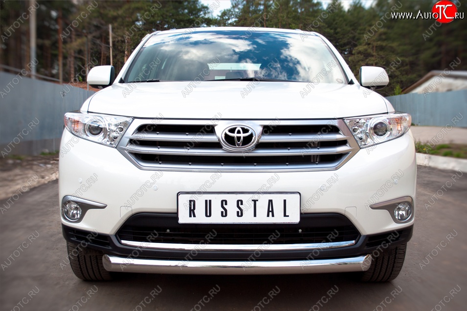 14 999 р. Защита переднего бампера (Ø76 мм, нержавейка) Russtal Toyota Highlander XU40 рестайлинг (2010-2013)  с доставкой в г. Санкт‑Петербург