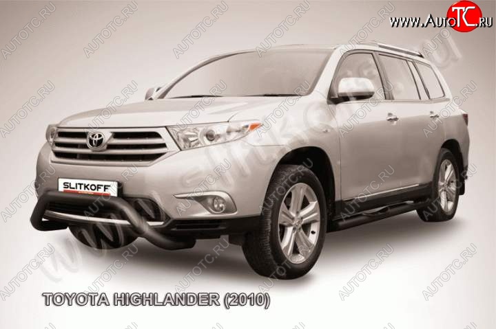 19 299 р. Кенгурятник d76 низкий мини чернаый  Toyota Highlander  XU40 (2010-2013) рестайлинг (Цвет: серебристый)  с доставкой в г. Санкт‑Петербург