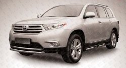 9 999 р. Защита переднего бампера из короткой трубы диаметром 57 мм Slitkoff Toyota Highlander XU40 рестайлинг (2010-2013) (Цвет: нержавеющая полированная сталь)  с доставкой в г. Санкт‑Петербург. Увеличить фотографию 1