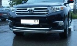 11 499 р. Защита переднего бампера d75x42 мм Металл Дизайн Toyota Highlander XU40 рестайлинг (2010-2013) (полированная нержавейка)  с доставкой в г. Санкт‑Петербург. Увеличить фотографию 1