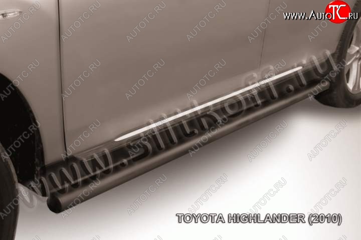 10 349 р. Защита порогов Slitkoff  Toyota Highlander  XU40 (2010-2013) рестайлинг (Цвет: серебристый)  с доставкой в г. Санкт‑Петербург