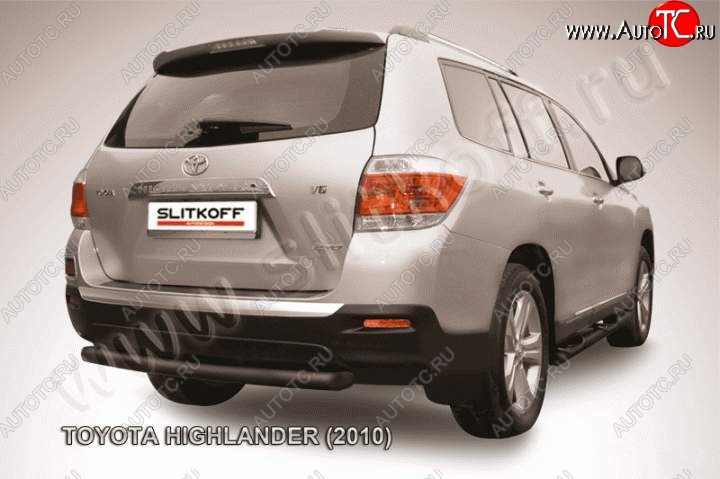 6 999 р. Защита задняя Slitkoff  Toyota Highlander  XU40 (2010-2013) рестайлинг (Цвет: серебристый)  с доставкой в г. Санкт‑Петербург