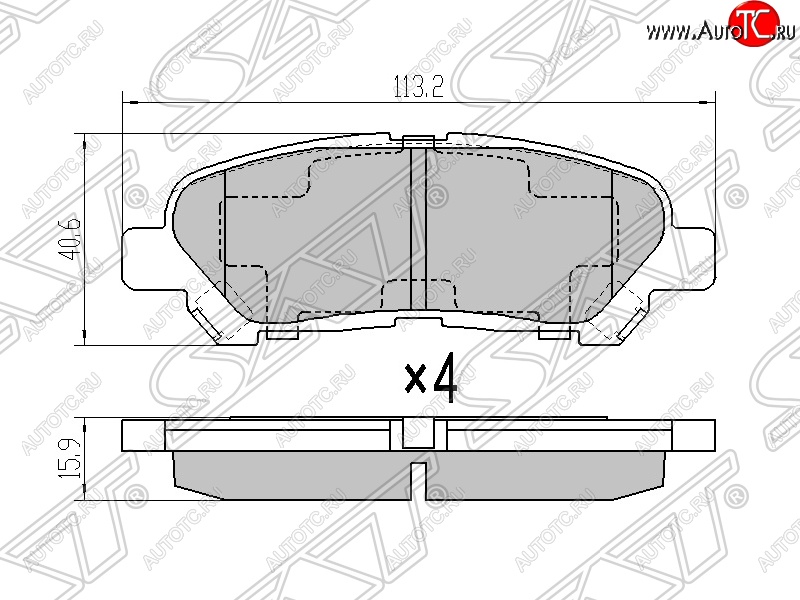 849 р. Колодки тормозные SAT (задние)  Toyota Highlander  XU40 (2007-2013) дорестайлинг, рестайлинг  с доставкой в г. Санкт‑Петербург