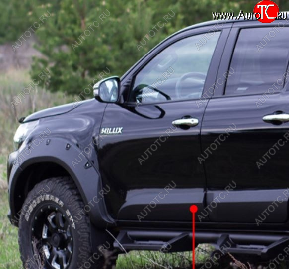 3 179 р. Молдинг двери RA (передний левый)  Toyota Hilux  AN120 (2016-2020) дорестайлинг (Поверхность глянец под покраску, Неокрашенный)  с доставкой в г. Санкт‑Петербург