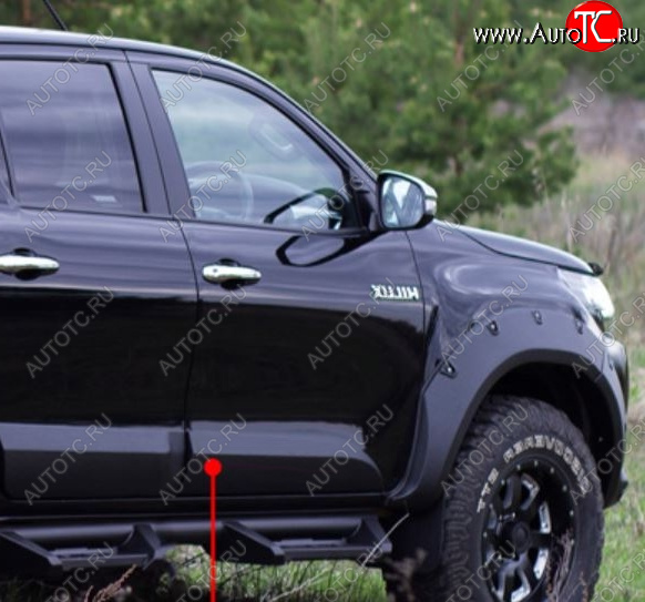 3 179 р. Молдинг двери RA (передний правый)  Toyota Hilux  AN120 (2016-2020) дорестайлинг (Поверхность глянец под покраску, Неокрашенный)  с доставкой в г. Санкт‑Петербург