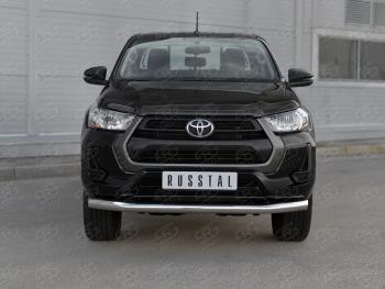 Защита переднего бампера (Ø76 мм, нержавейка) Russtal Toyota Hilux AN120 2-ой рестайлинг (2020-2024)