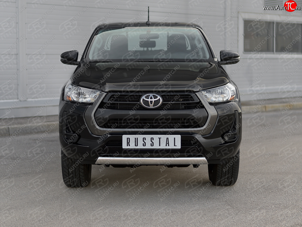 15 999 р. Защита переднего бампера (Ø75х42 мм, нержавейка) Russtal Toyota Hilux AN120 2-ой рестайлинг (2020-2024)  с доставкой в г. Санкт‑Петербург