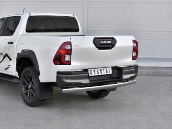 10 649 р. Защита заднего бампера (Ø75х42 мм, нержавейка) Russtal  Toyota Hilux  AN120 (2020-2024) 2-ой рестайлинг  с доставкой в г. Санкт‑Петербург. Увеличить фотографию 2