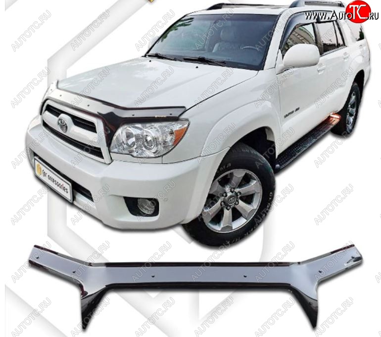 2 459 р. Дефлектор капота (GRN215W, TRN210W, TRN215W) CA-Plastiс  Toyota Hilux Surf  N210 (2005-2009) (Classic черный, Без надписи)  с доставкой в г. Санкт‑Петербург