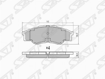 Колодки тормозные (передние) (короткая база) SAT Toyota (Тойота) Hilux (Хайлюкс)  AN10,AN20 (2004-2011) AN10,AN20 дорестайлинг, 1-ый рестайлинг