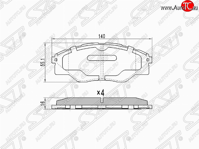 799 р. Колодки тормозные (передние) SAT  Toyota Hilux  AN10,AN20 (2004-2011) дорестайлинг, 1-ый рестайлинг  с доставкой в г. Санкт‑Петербург