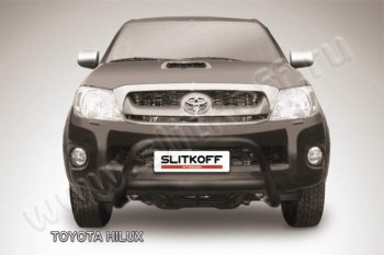 17 599 р. Кенгурятник d57 низкий Slitkoff  Toyota Hilux  AN10,AN20 (2008-2011) 1-ый рестайлинг (Цвет: серебристый)  с доставкой в г. Санкт‑Петербург. Увеличить фотографию 1