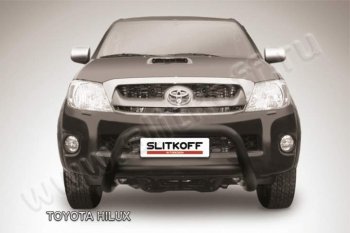 20 649 р. Кенгурятник d76 низкий Slitkoff Toyota Hilux AN10,AN20 1-ый рестайлинг (2008-2011) (Цвет: серебристый)  с доставкой в г. Санкт‑Петербург. Увеличить фотографию 1