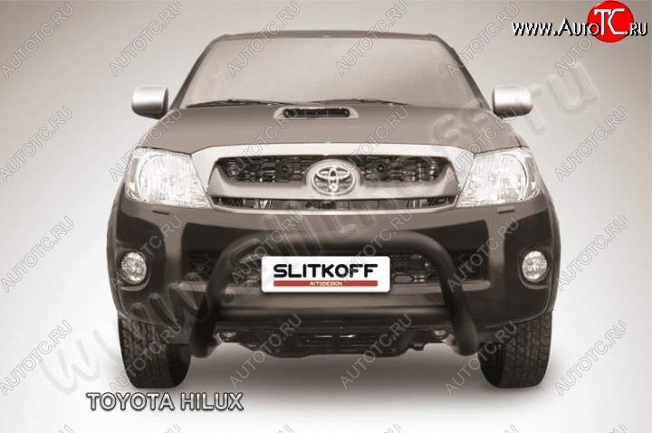 20 649 р. Кенгурятник d76 низкий Slitkoff Toyota Hilux AN10,AN20 1-ый рестайлинг (2008-2011) (Цвет: серебристый)  с доставкой в г. Санкт‑Петербург