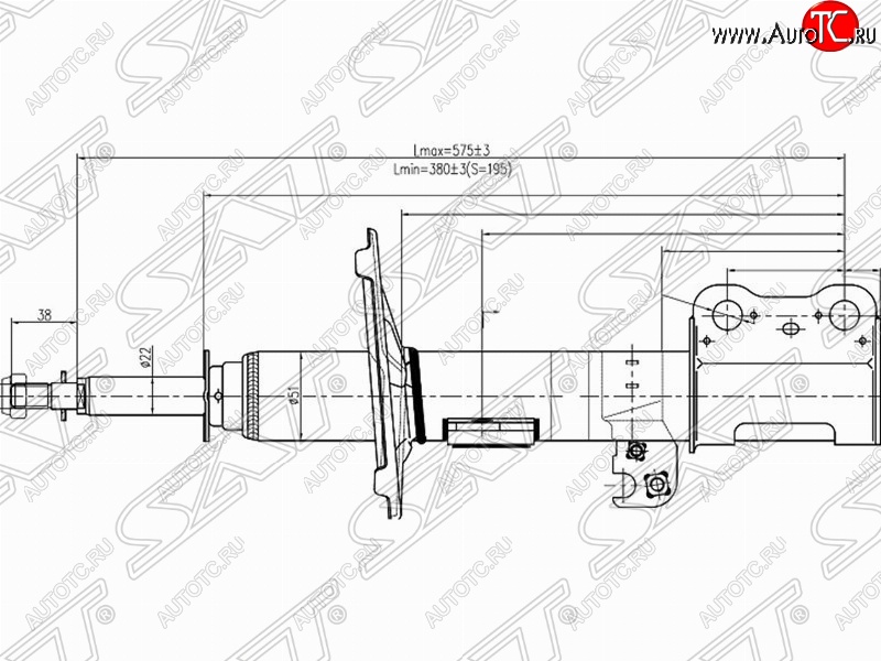 3 699 р. Левый амортизатор передний SAT  Toyota Ipsum  ACM20 - Noah  1  с доставкой в г. Санкт‑Петербург