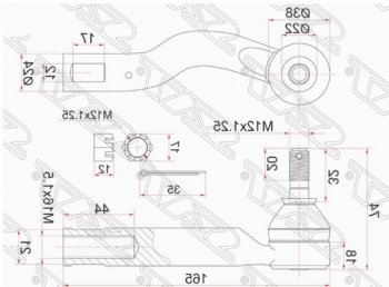 719 р. Правый наконечник рулевой тяги SAT  Toyota Ipsum  ACM20 (2001-2003) дорестайлинг  с доставкой в г. Санкт‑Петербург. Увеличить фотографию 1