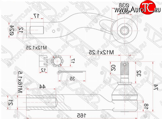 669 р. Правый наконечник рулевой тяги SAT Toyota Ipsum ACM20 дорестайлинг (2001-2003)  с доставкой в г. Санкт‑Петербург