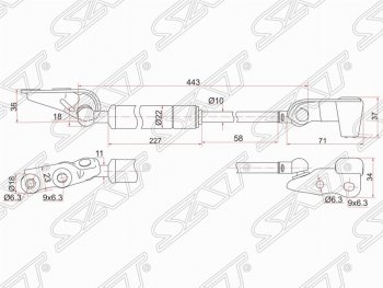 1 329 р. Левый газовый упор крышки багажника SAT  Toyota Ipsum  ACM20 (2001-2003) дорестайлинг  с доставкой в г. Санкт‑Петербург. Увеличить фотографию 1