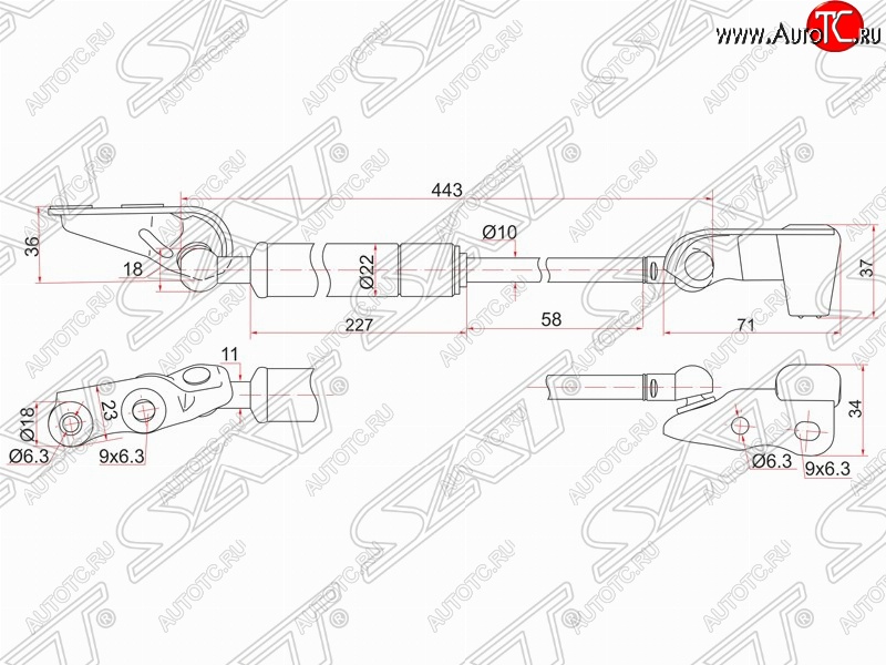 1 329 р. Левый газовый упор крышки багажника SAT  Toyota Ipsum  ACM20 (2001-2003) дорестайлинг  с доставкой в г. Санкт‑Петербург