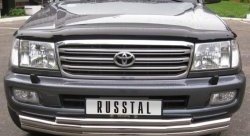 Тройная защита переднего бампера Russtal из труб диаметром по 63 мм Toyota Land Cruiser 100 дорестайлинг (1998-2002)