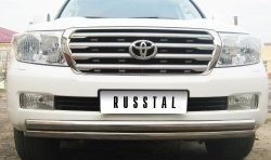 Защита переднего бампера (2 трубыØ63 мм, нержавейка) Russtal Toyota Land Cruiser 100 дорестайлинг (1998-2002)