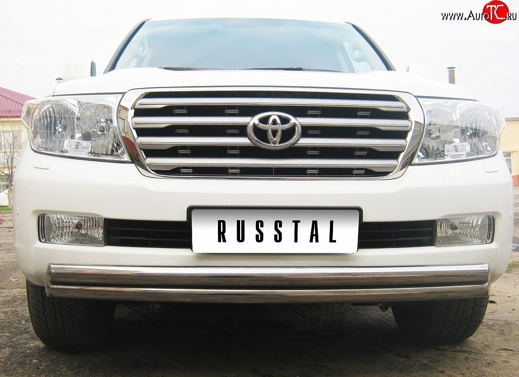 17 749 р. Защита переднего бампера (2 трубыØ63 мм, нержавейка) Russtal Toyota Land Cruiser 100 дорестайлинг (1998-2002)  с доставкой в г. Санкт‑Петербург