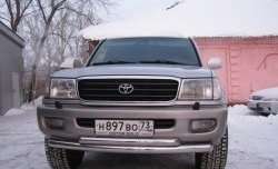 Защита переднего бампера (2 трубыØ76 и 63 мм, нержавейка) Russtal Toyota Land Cruiser 100 дорестайлинг (1998-2002)