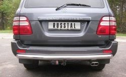 Одинарная защита заднего бампера из трубы диаметром 76 мм Russtal Toyota Land Cruiser 100 дорестайлинг (1998-2002)