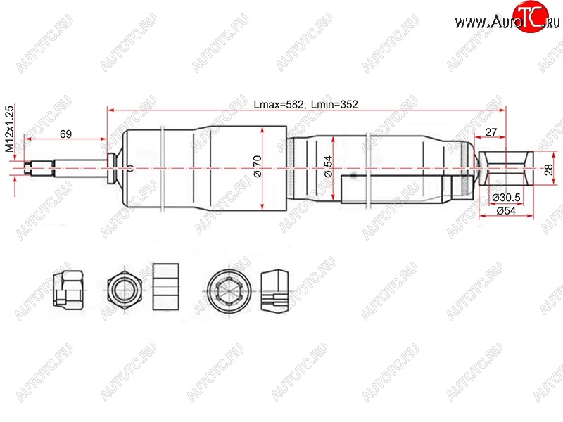 2 599 р. Амортизатор задний LH=RH SAT Toyota Land Cruiser 80 (1989-1997)  с доставкой в г. Санкт‑Петербург