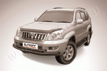 9 199 р. Защита переднего бампер Slitkoff Toyota Land Cruiser Prado J120 (2002-2009) (Цвет: серебристый)  с доставкой в г. Санкт‑Петербург. Увеличить фотографию 1