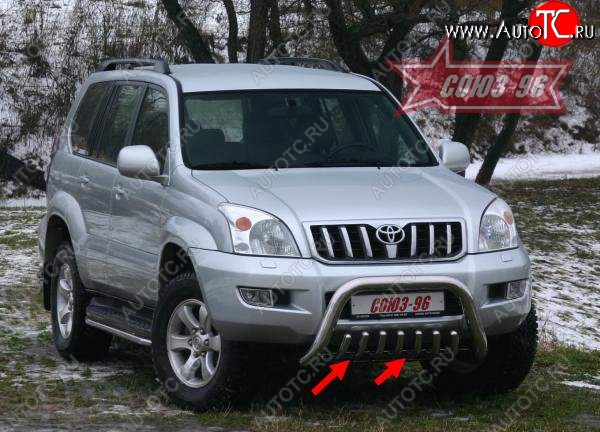 14 264 р. Защита переднего бампера нижняя Souz-96 Toyota Land Cruiser Prado J120 (2002-2009)  с доставкой в г. Санкт‑Петербург