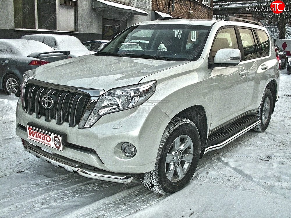 15 799 р. Защита переднего бампера WINBO (Ø76 мм, нержавейка) Toyota Land Cruiser Prado J120 (2002-2009)  с доставкой в г. Санкт‑Петербург