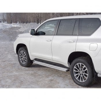 15 999 р. Защита порогов (Ø42 мм, нержавейка) SLITKOFF Toyota Land Cruiser Prado J150 2-ой рестайлинг (2017-2020)  с доставкой в г. Санкт‑Петербург. Увеличить фотографию 3